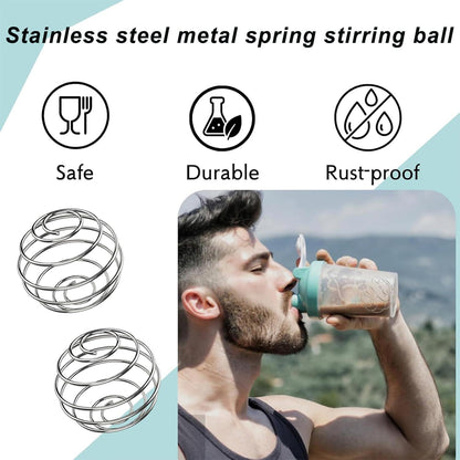 3er Set Edelstahl Protein Shaker Ball Mixer, Sport Fitness Shake Flaschenkugel