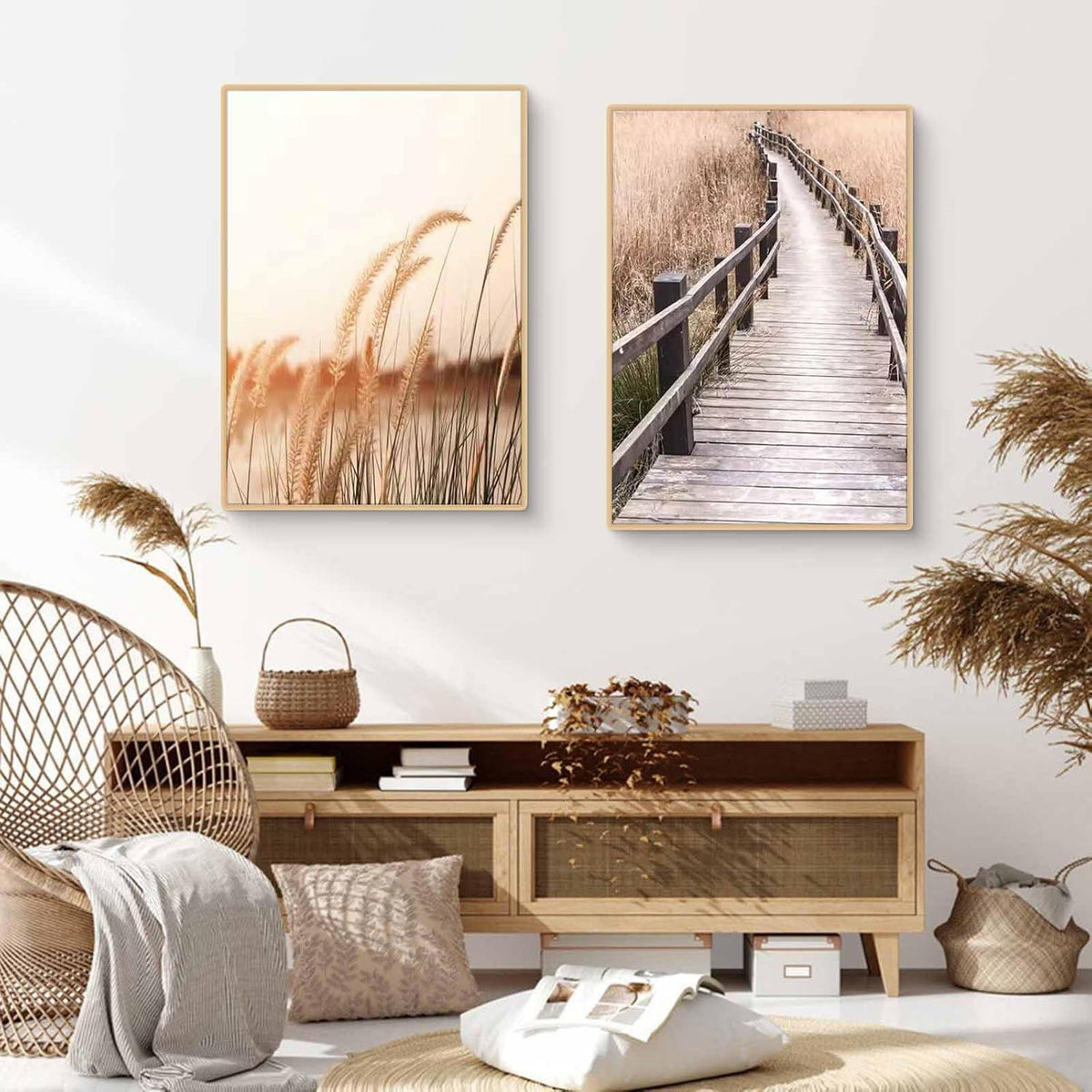 Boho Poster Set 3er Strand Landschaft Leinwandbild 40x50cm