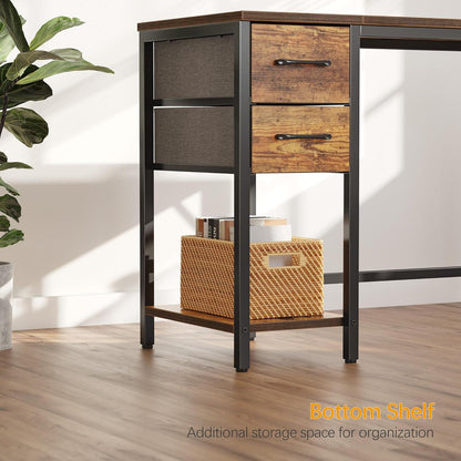 Schreibtisch 120×50×75cm 2 Schubladen Büro Wohnzimmer Stahl Industrie