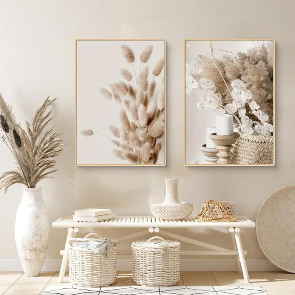 Boho Poster Set 3er Strand Landschaft Wandbilder Beige