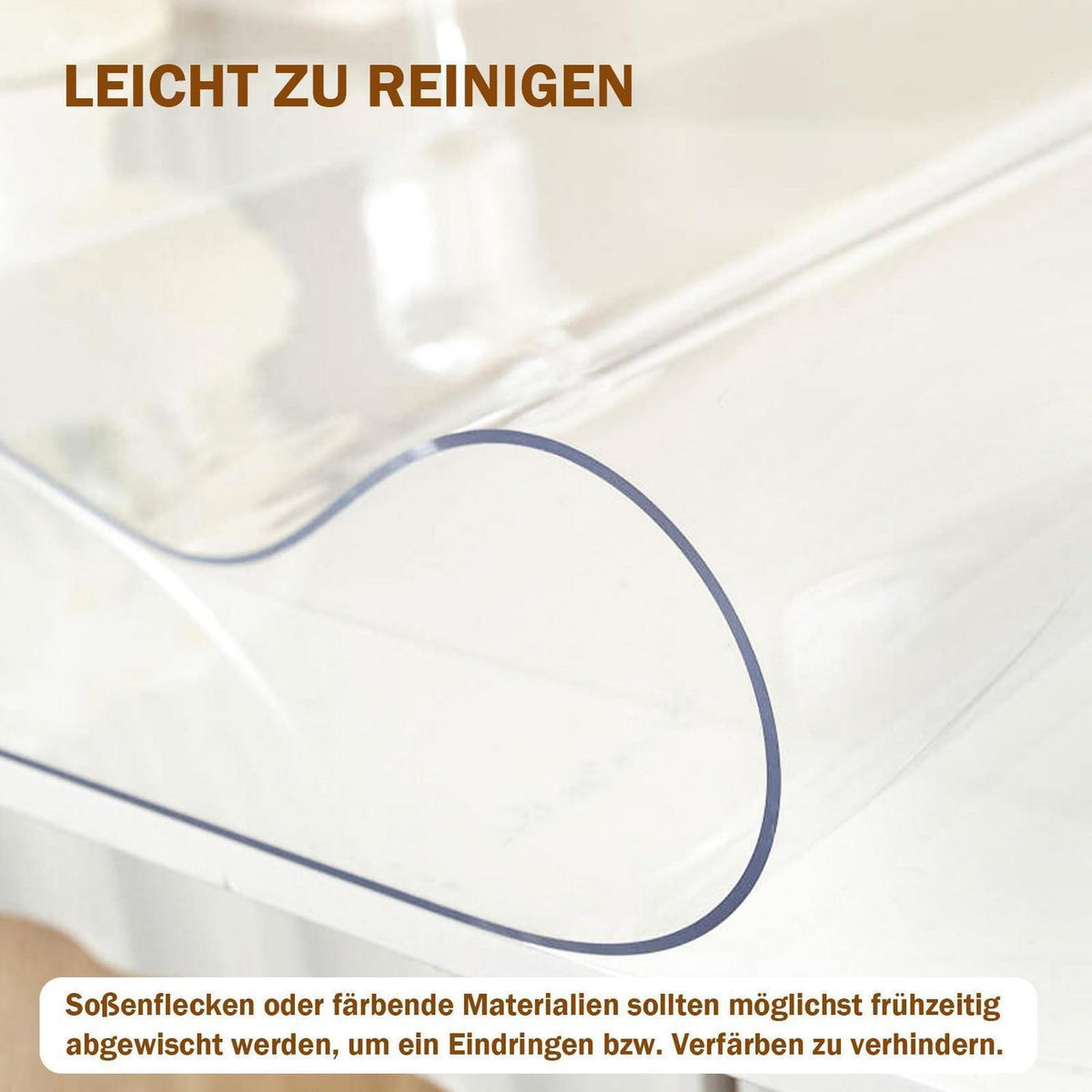 Royhom Tischfolie Transparent 110x200 cm – Glasklare PVC Tischauflage