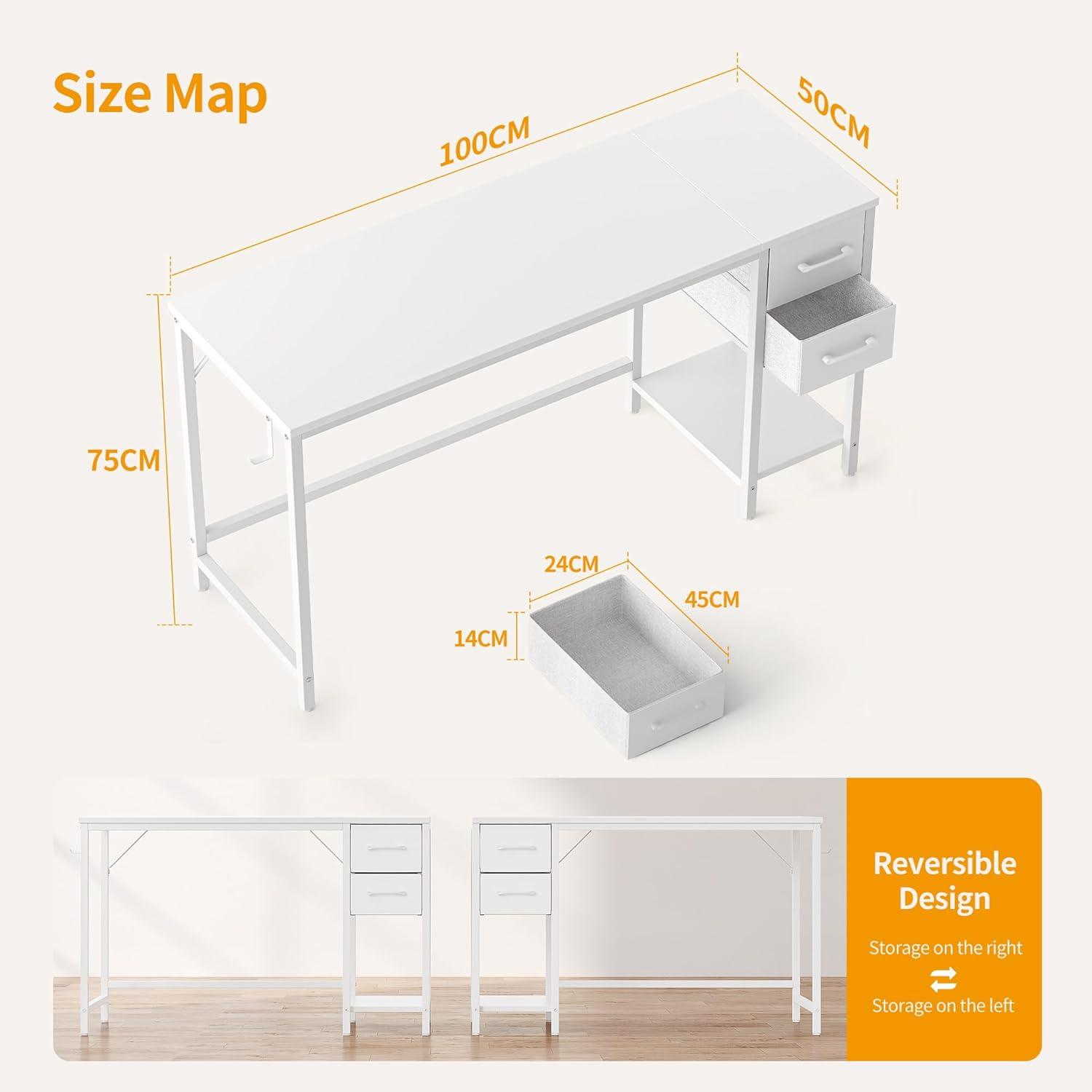 Schreibtisch mit Schubladen und Stahlgestell, Industrie-Design