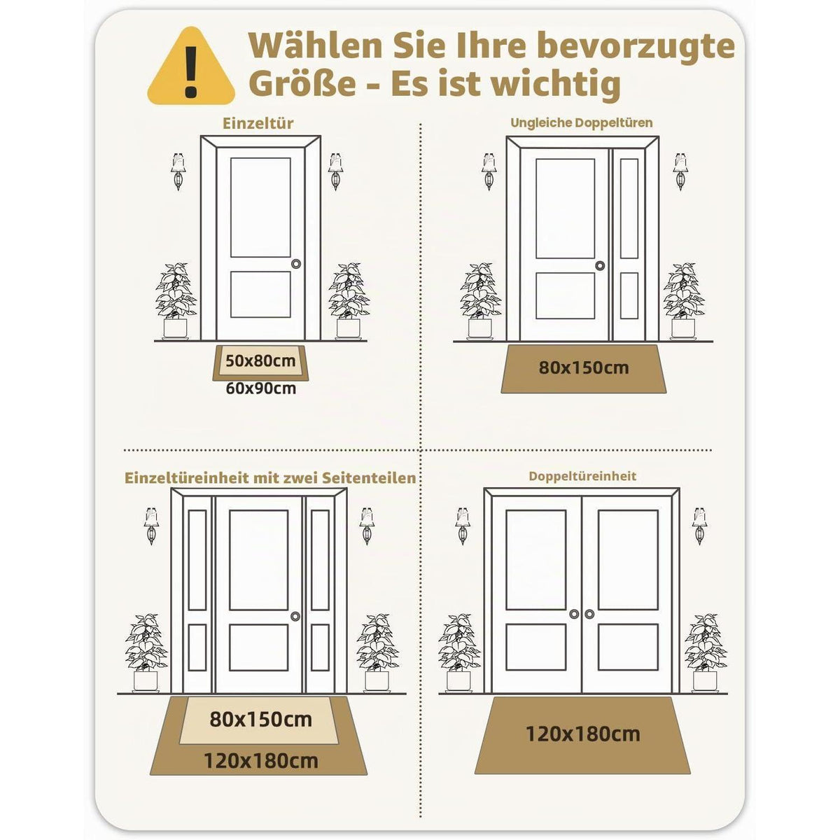 Fußmatte waschbar 120x180cm - Taupe, Innen & Außen