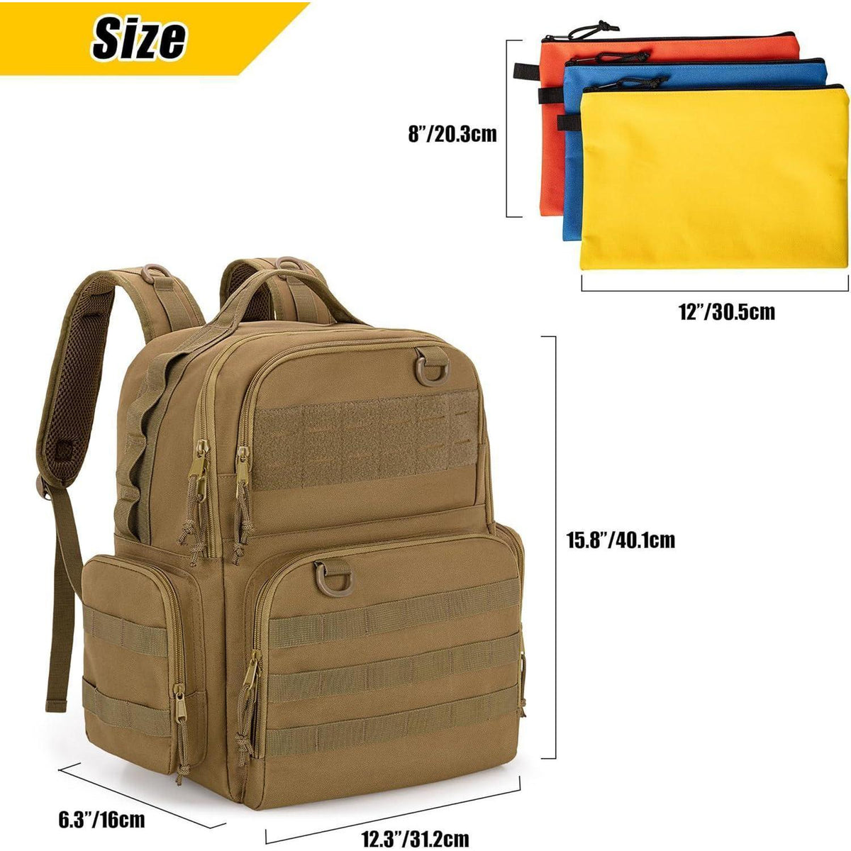 Werkzeugrucksack Khaki mit Organizer-Taschen für Handwerker