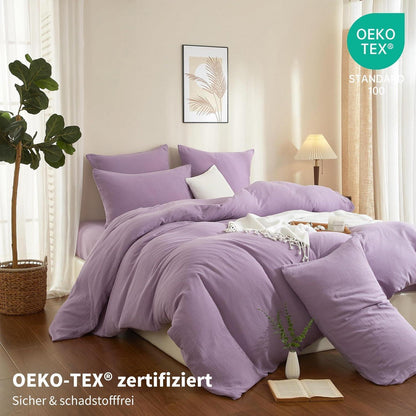 Doppelte Muslin Bettwäsche Lila 200x200 - 3-teilig, Baumwolle