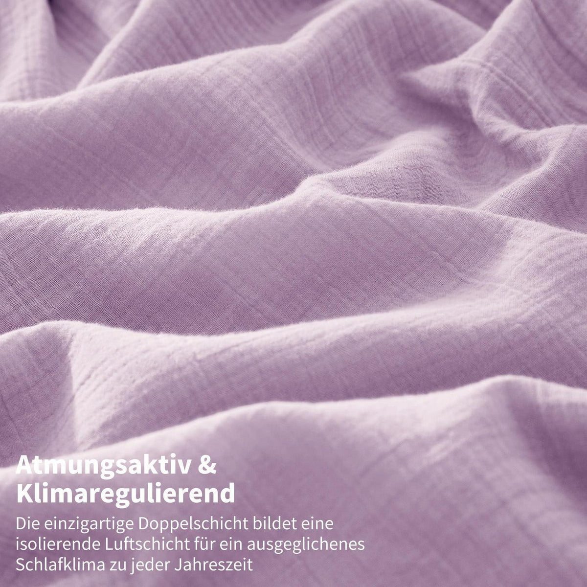 Doppelte Muslin Bettwäsche Lila 155x220 cm - 3-teilig