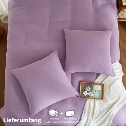Doppelte Muslin Bettwäsche Lila 155x220 cm - 3-teilig