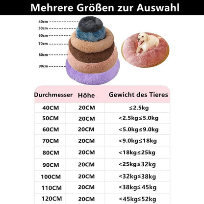Flauschiges Hundebett XXL (120cm) Dunkelgrau – Rundes Kuschelbett