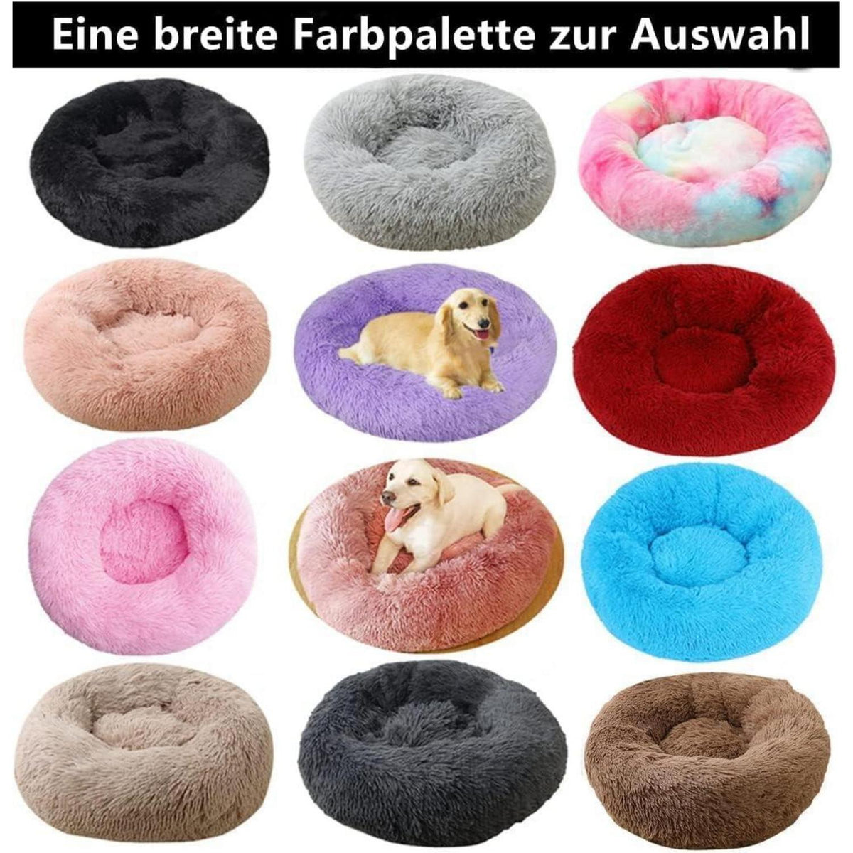 Flauschiges Hundebett XXL (120cm) Dunkelgrau – Rundes Kuschelbett