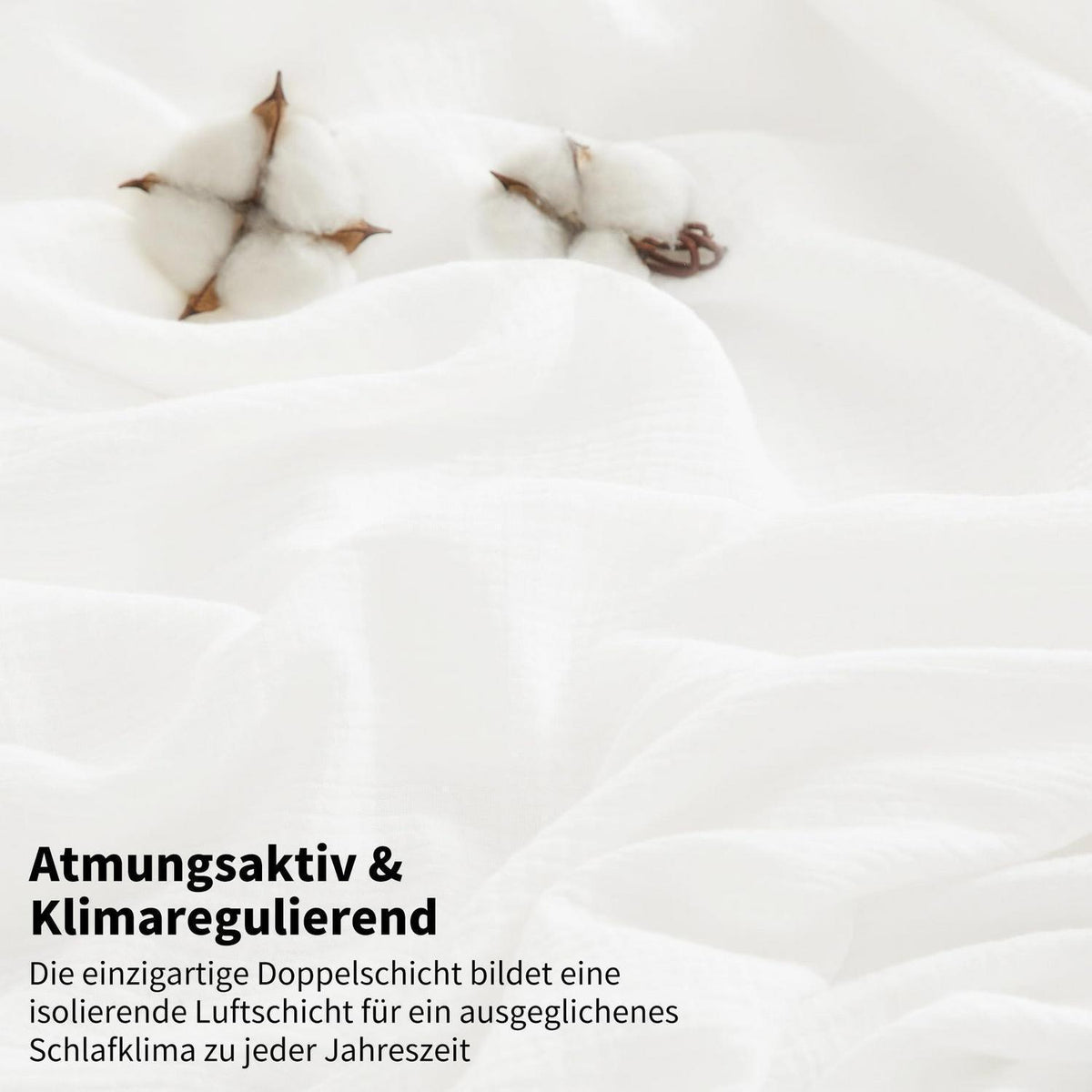 Doppelte Muslin Bettwäsche Weiß 155x220 cm - 3-teilig
