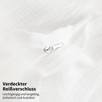 Doppelte Muslin Bettwäsche Weiß 155x220 cm - 3-teilig