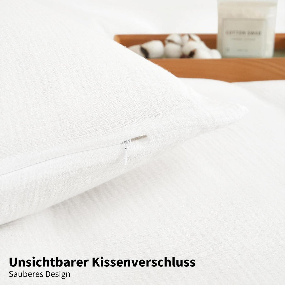 Doppelte Muslin Bettwäsche Weiß 155x220 cm - 3-teilig