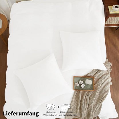 Doppelte Muslin Bettwäsche Weiß 155x220 cm - 3-teilig