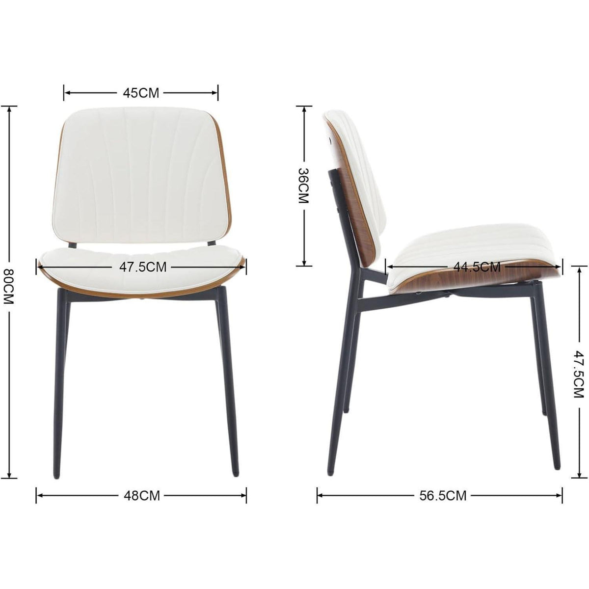 Esszimmerstühle 2er Set, Weiß - Modernes Design in Lederoptik