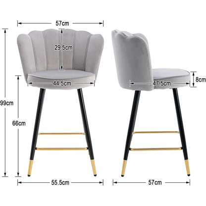 Ya-Home Samt Barhocker 2er Set – Grau, Metallbeine & Komfort
