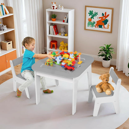 MAMIZO Kindertisch und Stuhl Set mit Stauraum, Grau