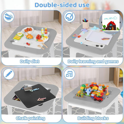 MAMIZO Kindertisch und Stuhl Set mit Stauraum, Grau