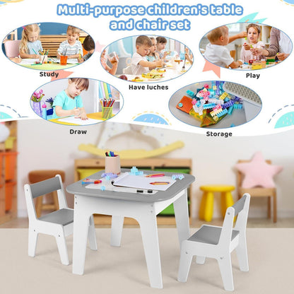 MAMIZO Kindertisch und Stuhl Set mit Stauraum, Grau