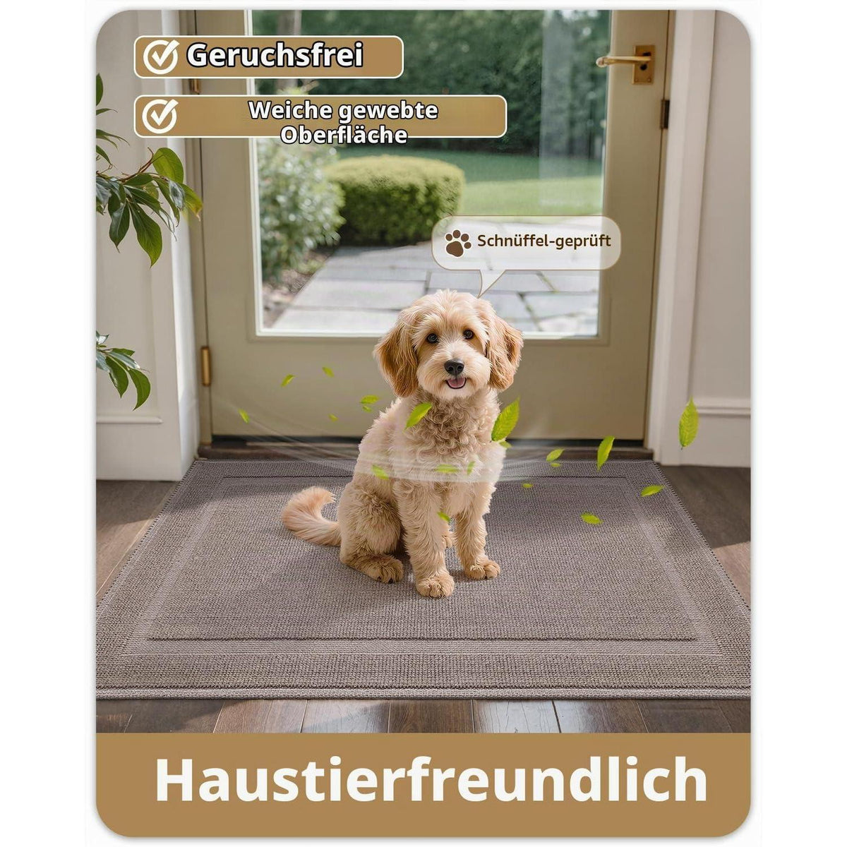 Fußmatte waschbar 120x180cm - Taupe Border, Innen & Außen