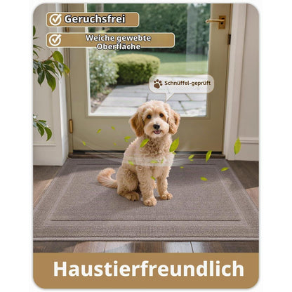 Fußmatte waschbar 120x180cm - Taupe Border, Innen & Außen