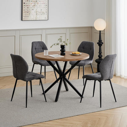 8 Esszimmerstühle Leinen-Diamant Dunkelgrau, Komfort & Design