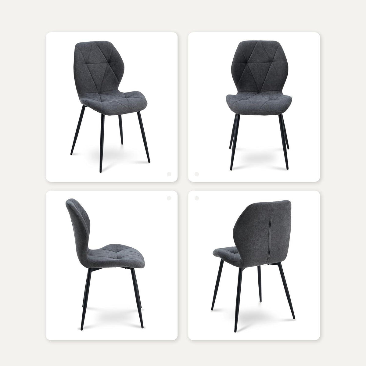 8 Esszimmerstühle Leinen-Diamant Dunkelgrau, Komfort & Design