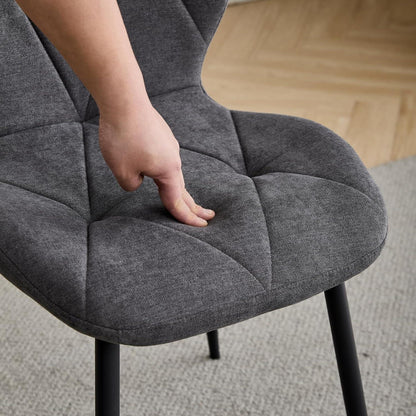 8 Esszimmerstühle Leinen-Diamant Dunkelgrau, Komfort & Design