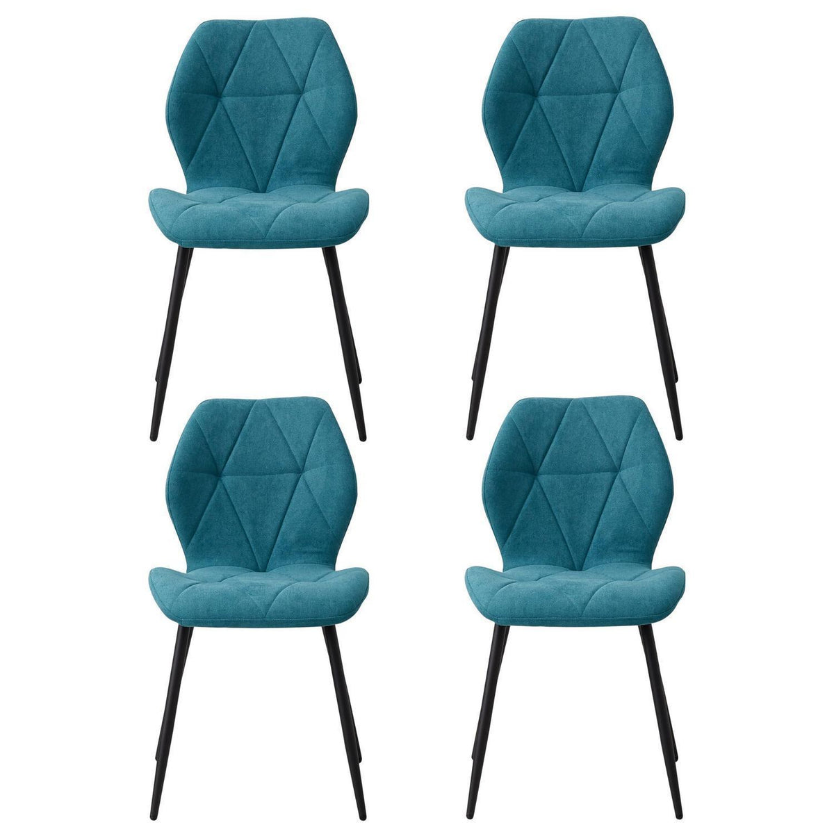 4 Esszimmerstühle Leinenstoff, gepolstert, blau