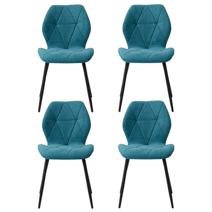 4 Esszimmerstühle Leinenstoff, gepolstert, blau