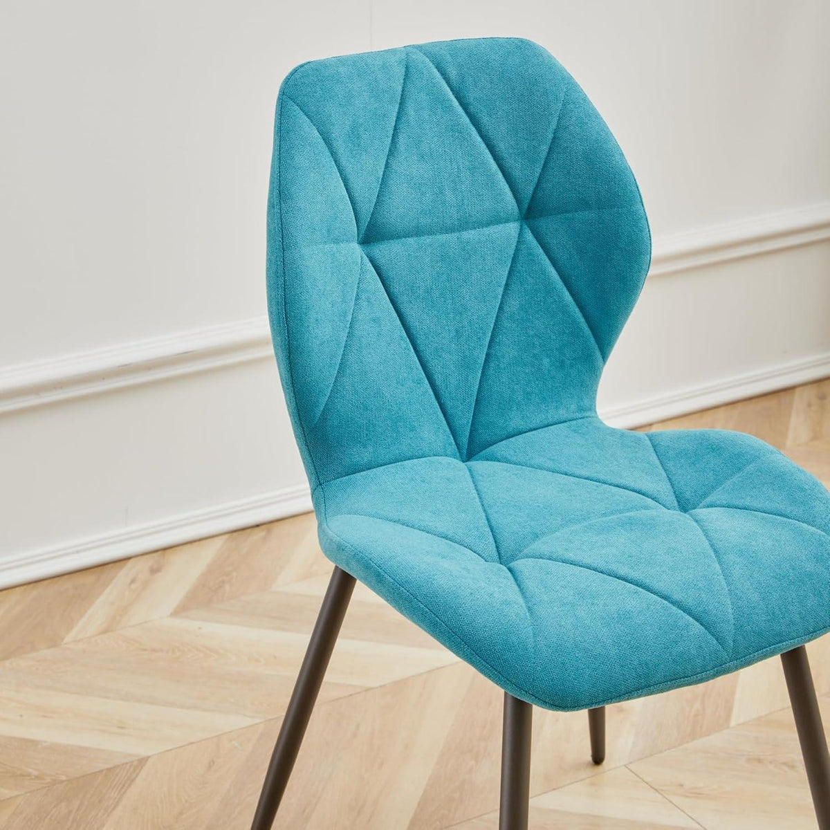 4 Esszimmerstühle Leinenstoff, gepolstert, blau