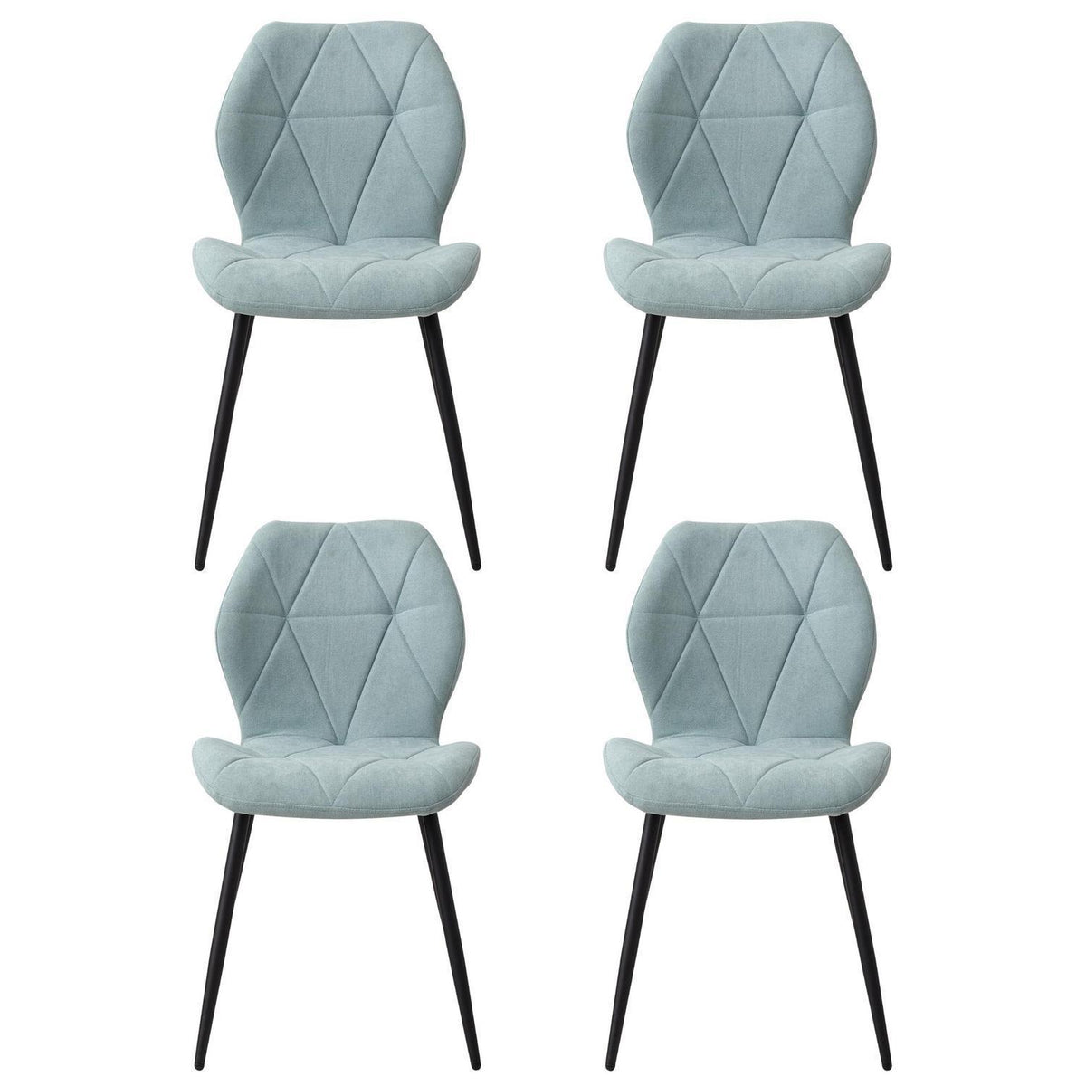 4er-Set Esszimmerstühle Mintgrün, Leinen-Diamantgewebe