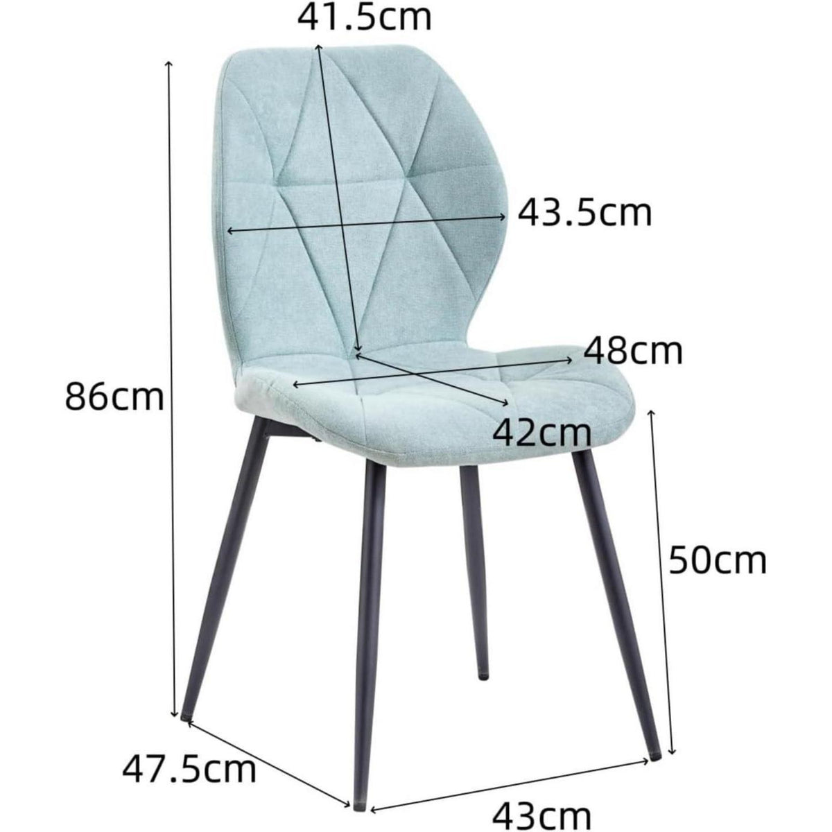 4er-Set Esszimmerstühle Mintgrün, Leinen-Diamantgewebe