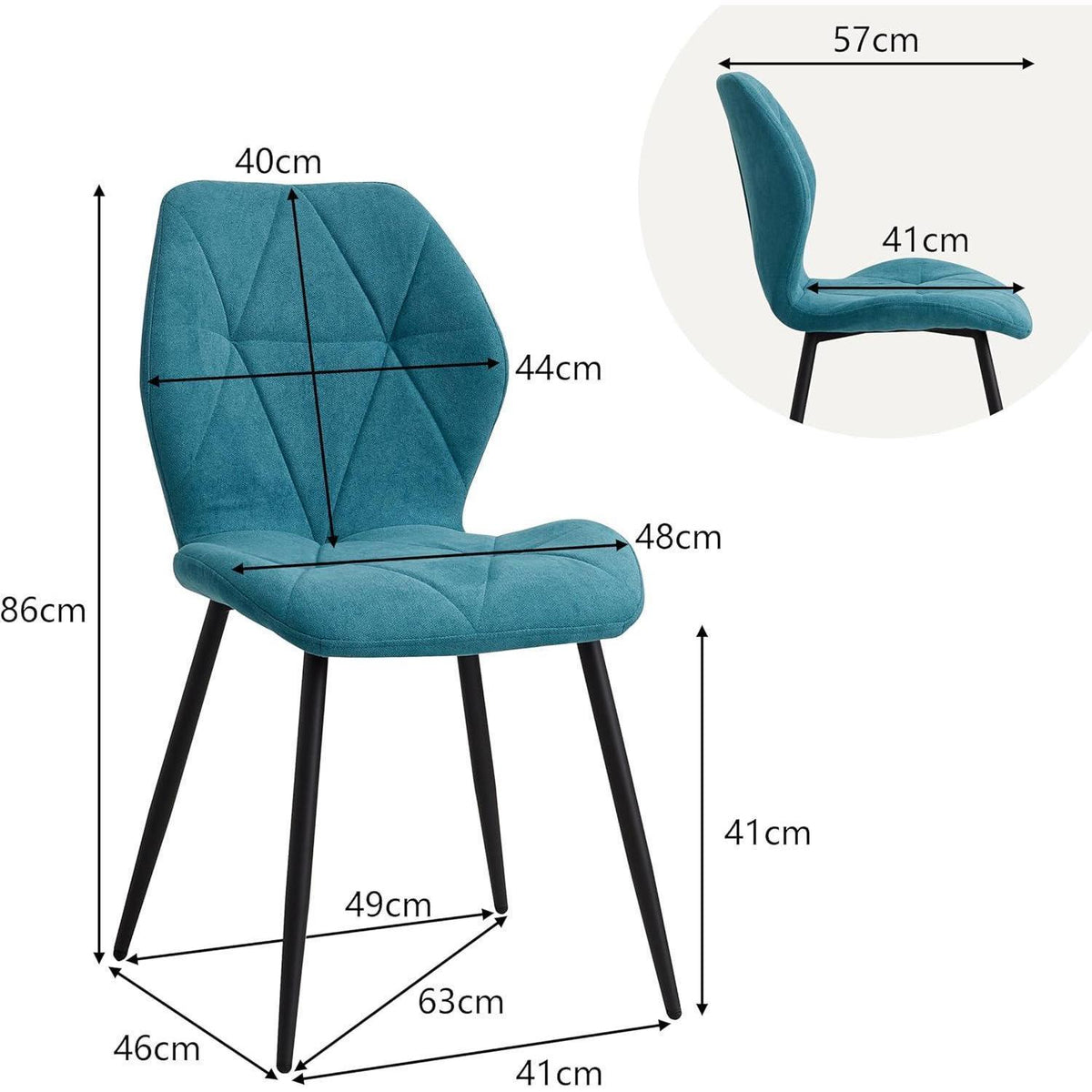 8 Esszimmerstühle Leinenstoff, gepolstert, blau