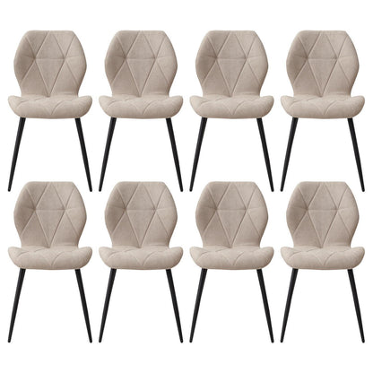 8 Esszimmerstühle Leinen-Diamant Beige, Gepolstert & Komfortabel