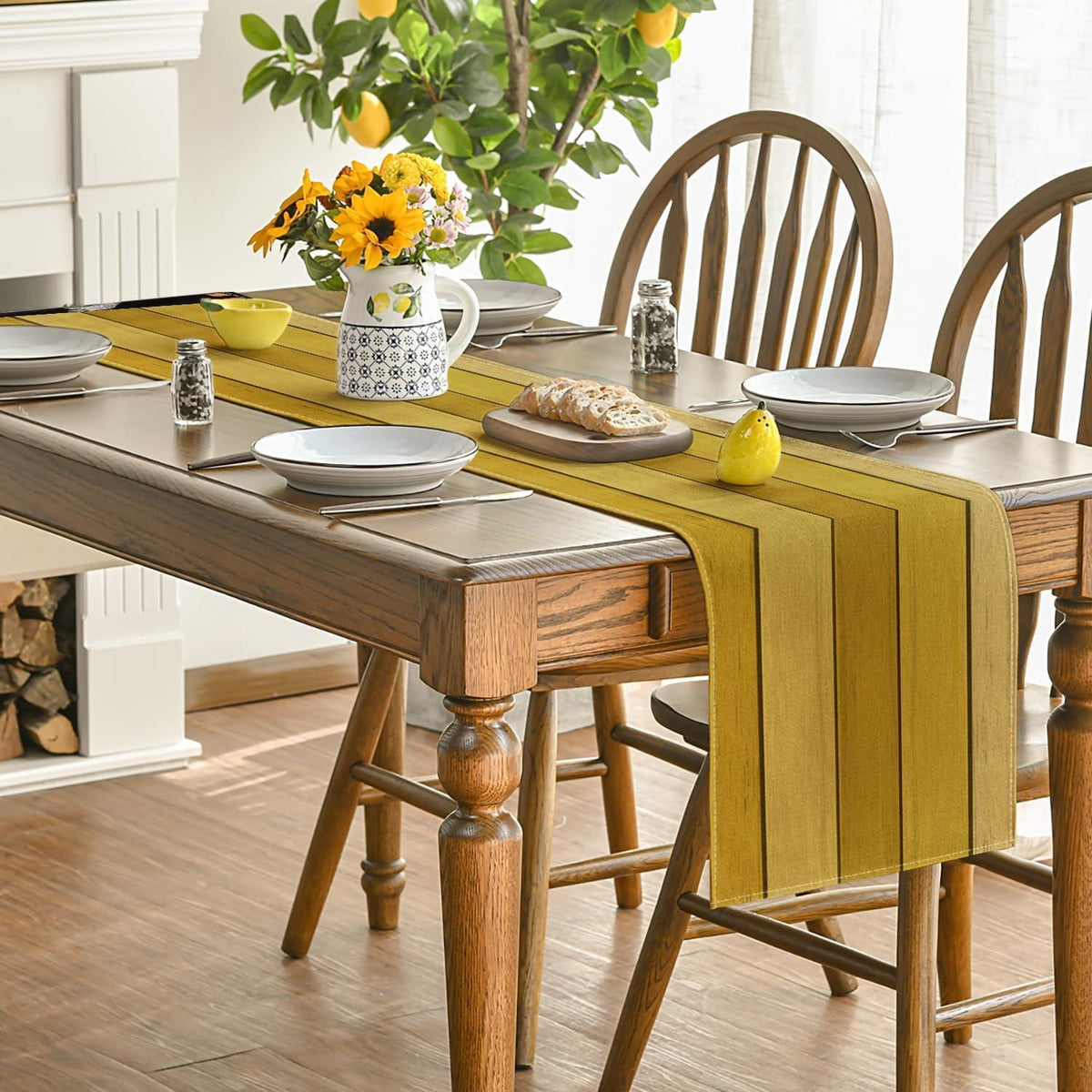Tischläufer Gelb Holzoptik 40x140 cm für Küche & Party