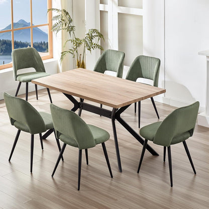 Esszimmerstühle 2er Set Samt, Grün, Gepolstert & Modern