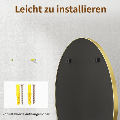 Runder Wandspiegel 90cm mit Gold Aluminiumrahmen