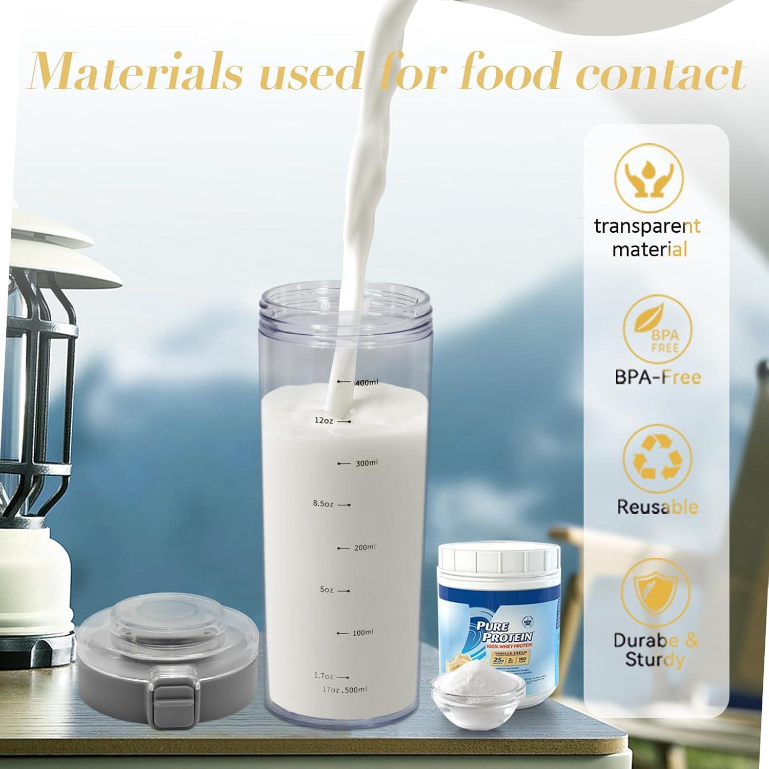 Shaker Proteinshake 500ml Fitness Eiweiß Shaker Becher BPA-frei Grau
