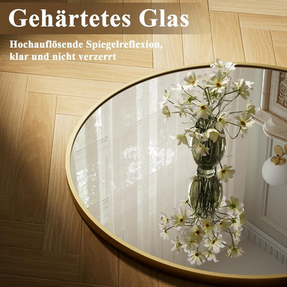 Runder Wandspiegel 106cm mit Gold Aluminiumrahmen