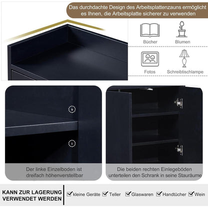 Modernes Sideboard mit 4 Türen – Schwarz, Minimalistisch & Vielseitig