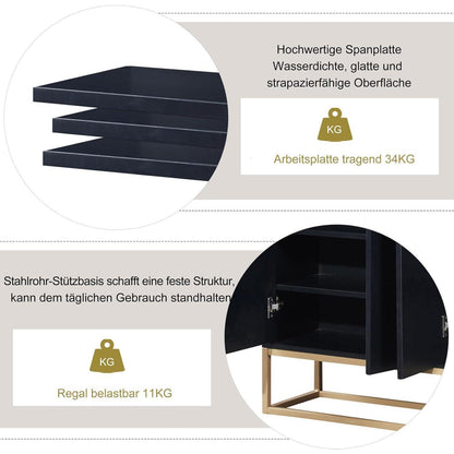 Modernes Sideboard mit 4 Türen – Schwarz, Minimalistisch & Vielseitig
