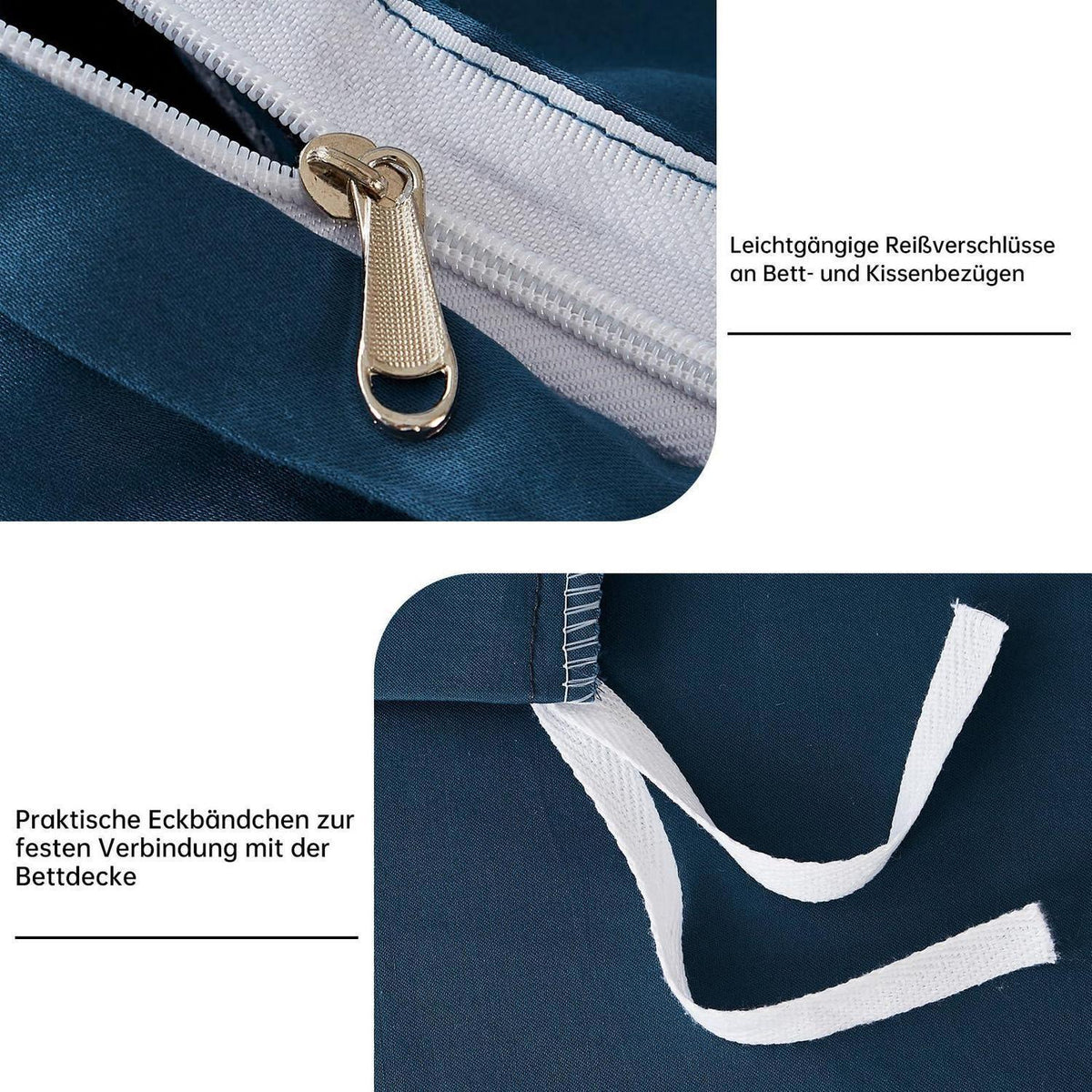 Satin Bettwäsche Set 200x200 cm Petrol Blau Mako Baumwolle