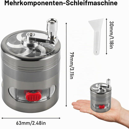 Handkurbel Kräutermühle mit Schublade & Pollen Scraper