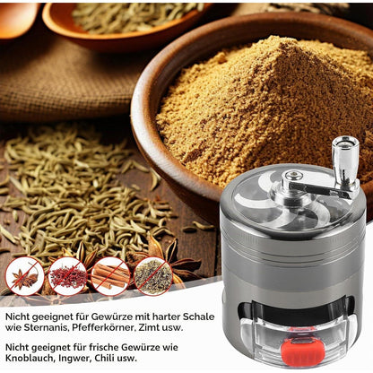 Handkurbel Kräutermühle mit Schublade & Pollen Scraper