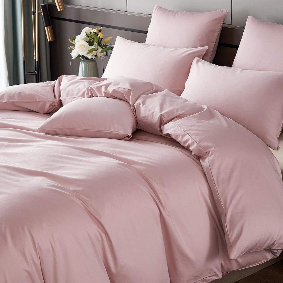 Satin Bettwäsche Set 200x220 cm Rosa Baumwolle