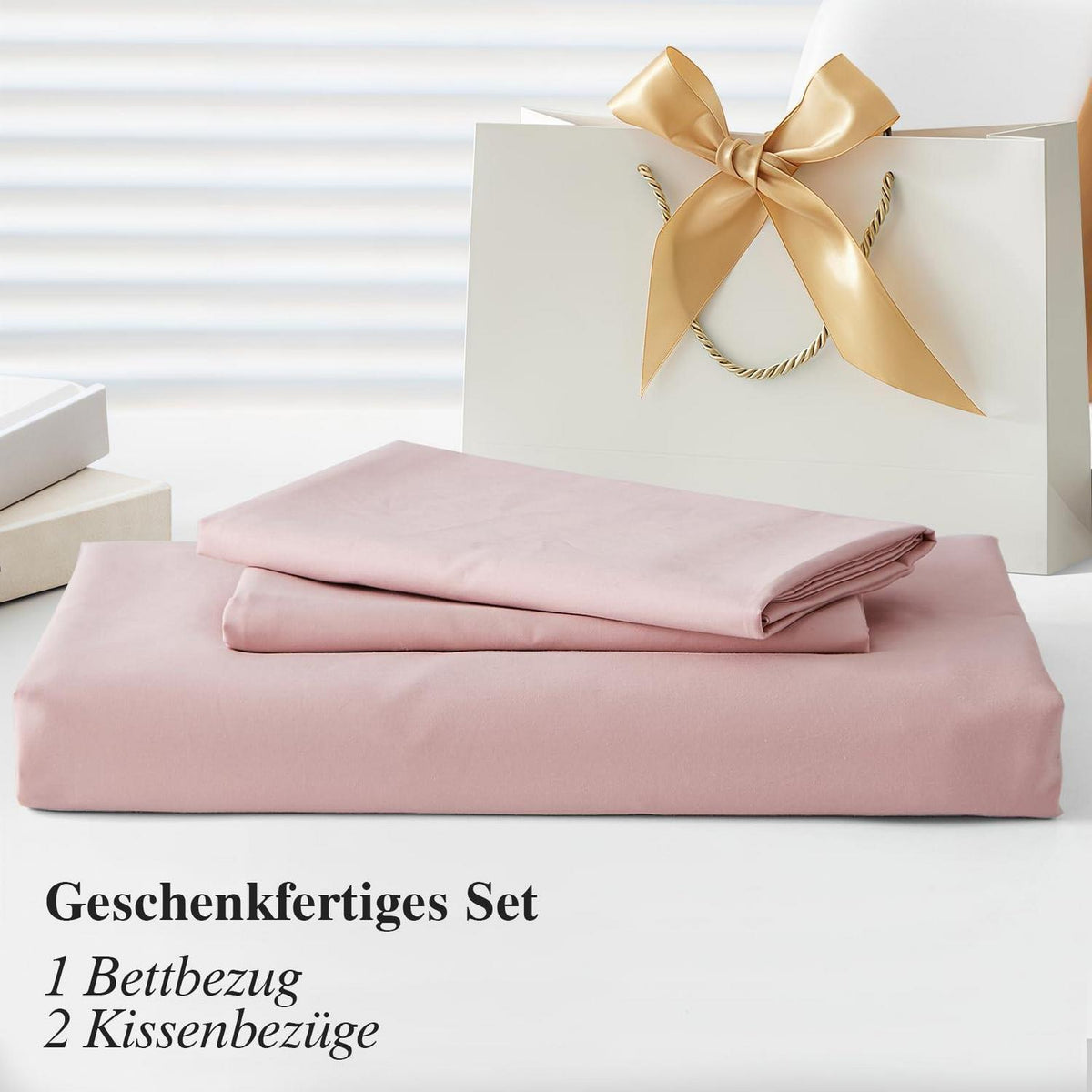 Satin Bettwäsche Set 200x220 cm Rosa Baumwolle