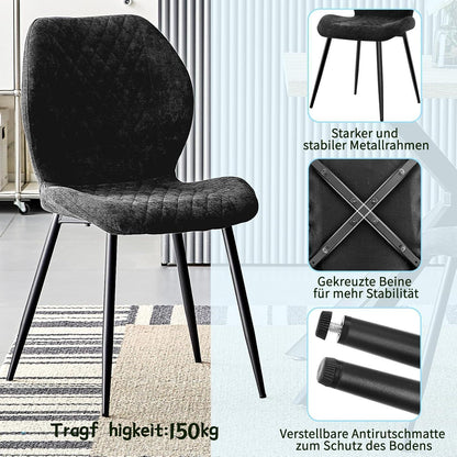 Gepolsterte Esszimmerstühle 4er Set – Modern & Ergonomisch Schwarz