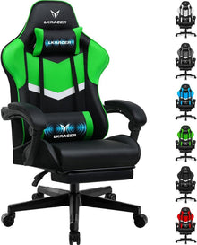 Gaming Stuhl mit verstellbaren Kissen und Fußstütze Grün