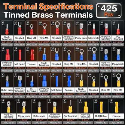 Crimpzangen Set mit 425 Kabelverbindern & Koffer