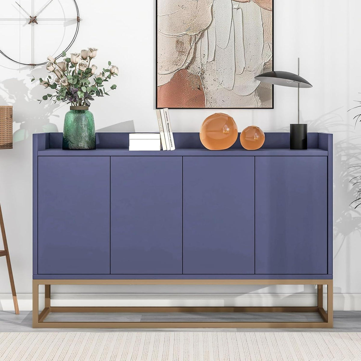 Modernes Sideboard mit 4 Türen – Blau, Minimalistisch & Vielseitig